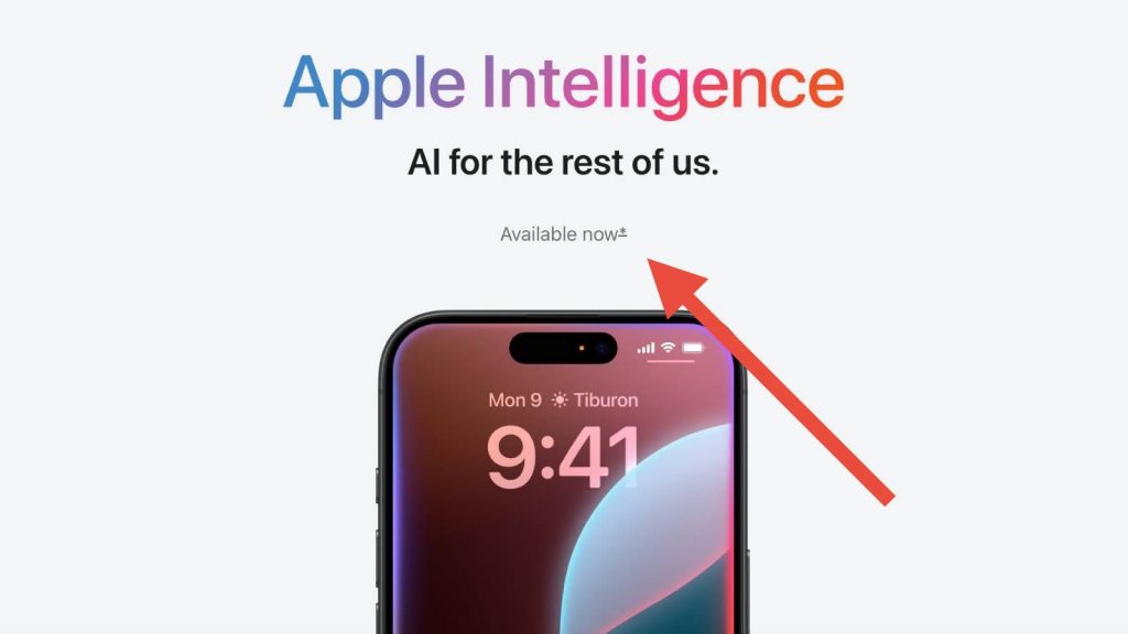 А что случилось. Apple убрала надпись «Доступно сейчас» на странице Apple Intelligence на своем сайте