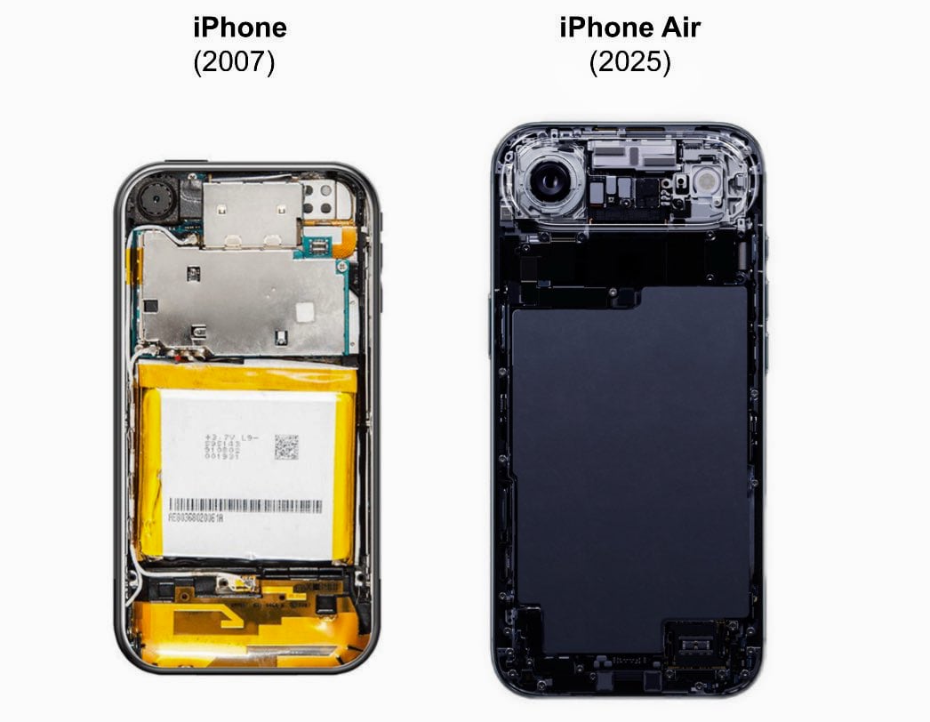 Сравнение iPhone Air и первого iPhone: Эволюция дизайна и технологий