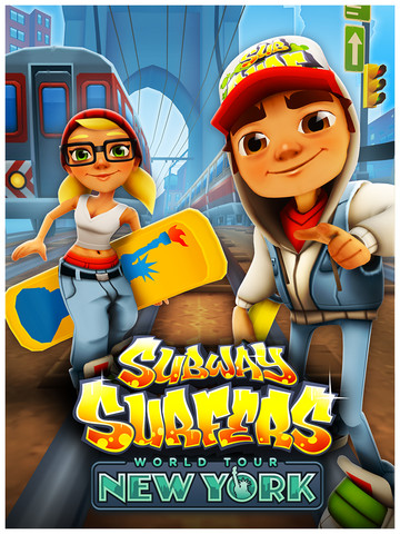 Парите над Нью-Йорком на своей доске в новой версии популярной игры Subway Surfers