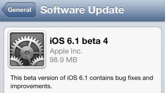 iOS 6.1 почти готова, Beta 4 уже доступна для разработчиков