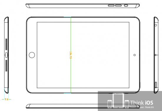 Схематические изображения iPad Mini показывают, что он будет тоньше и уже, чем ожидалось